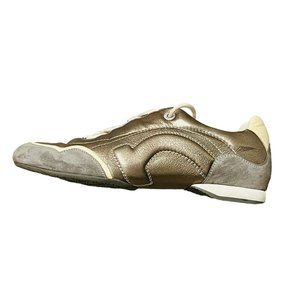 Salvatore Ferragamo Women’s Bronze Metallic Leather, Suede Casual Sneakers 9.5 B